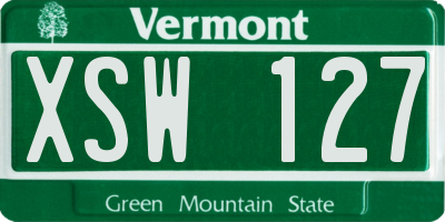VT license plate XSW127