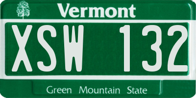 VT license plate XSW132
