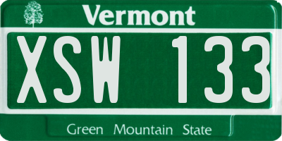 VT license plate XSW133