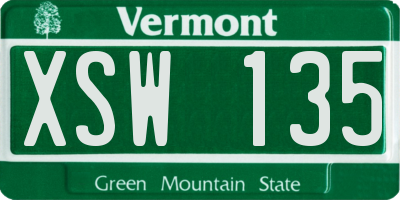 VT license plate XSW135