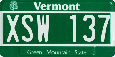 VT license plate XSW137