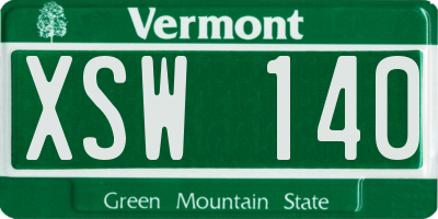 VT license plate XSW140