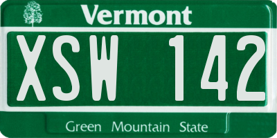 VT license plate XSW142