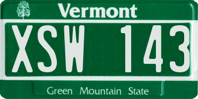 VT license plate XSW143