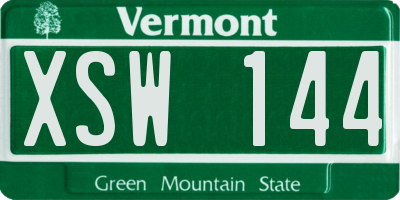 VT license plate XSW144