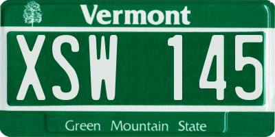 VT license plate XSW145