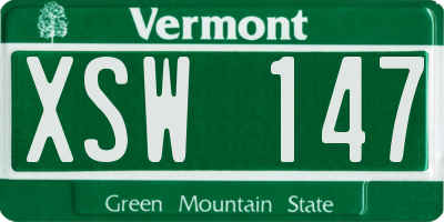 VT license plate XSW147
