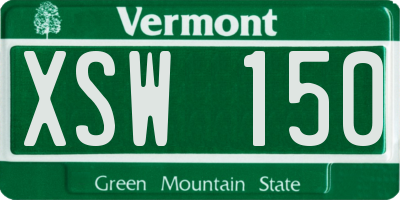 VT license plate XSW150