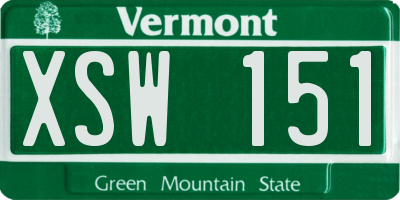 VT license plate XSW151