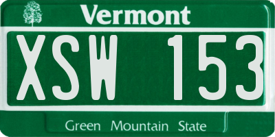 VT license plate XSW153