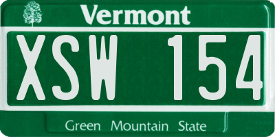 VT license plate XSW154
