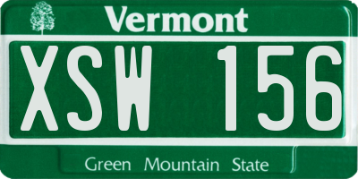 VT license plate XSW156