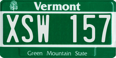 VT license plate XSW157