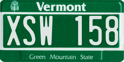 VT license plate XSW158