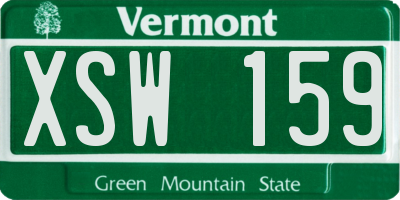 VT license plate XSW159