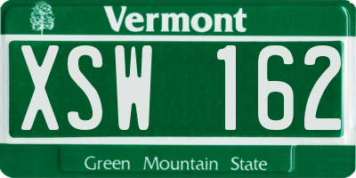 VT license plate XSW162