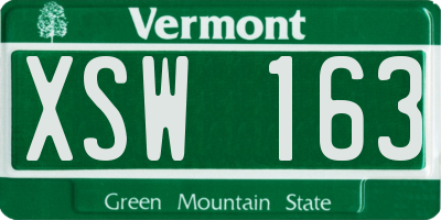 VT license plate XSW163