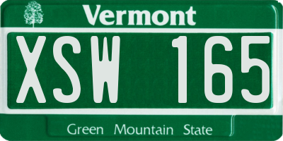 VT license plate XSW165