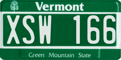 VT license plate XSW166