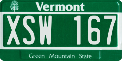 VT license plate XSW167