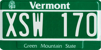 VT license plate XSW170