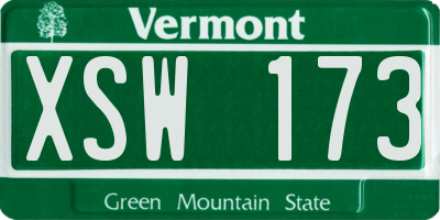 VT license plate XSW173