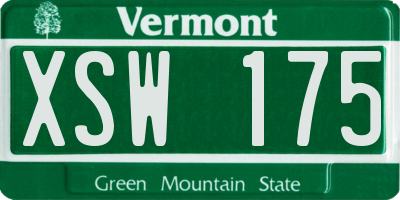 VT license plate XSW175