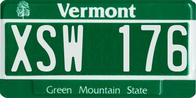VT license plate XSW176