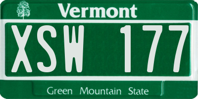 VT license plate XSW177