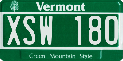 VT license plate XSW180