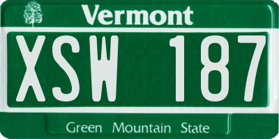 VT license plate XSW187