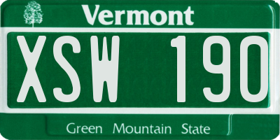 VT license plate XSW190