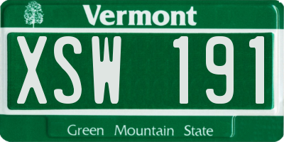VT license plate XSW191