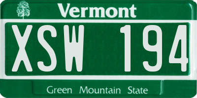 VT license plate XSW194