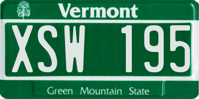 VT license plate XSW195