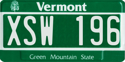 VT license plate XSW196