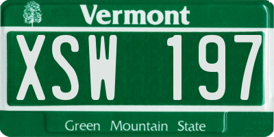 VT license plate XSW197