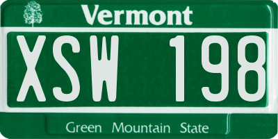 VT license plate XSW198