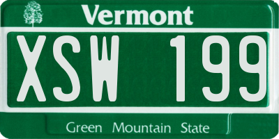 VT license plate XSW199
