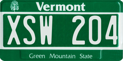 VT license plate XSW204