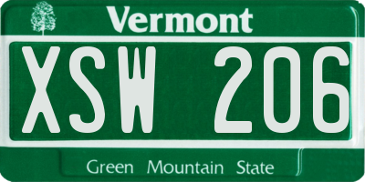 VT license plate XSW206