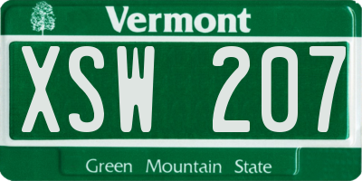 VT license plate XSW207
