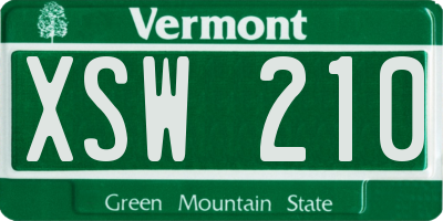 VT license plate XSW210