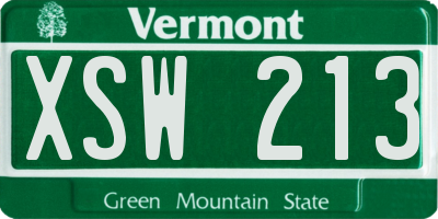 VT license plate XSW213