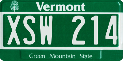 VT license plate XSW214
