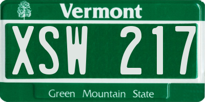 VT license plate XSW217