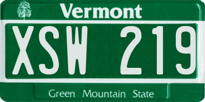 VT license plate XSW219