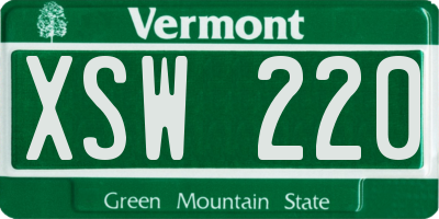 VT license plate XSW220