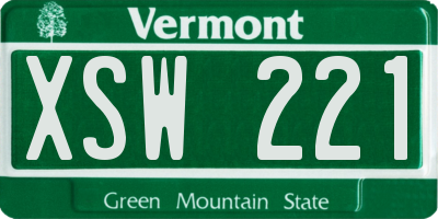 VT license plate XSW221