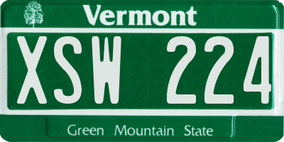VT license plate XSW224